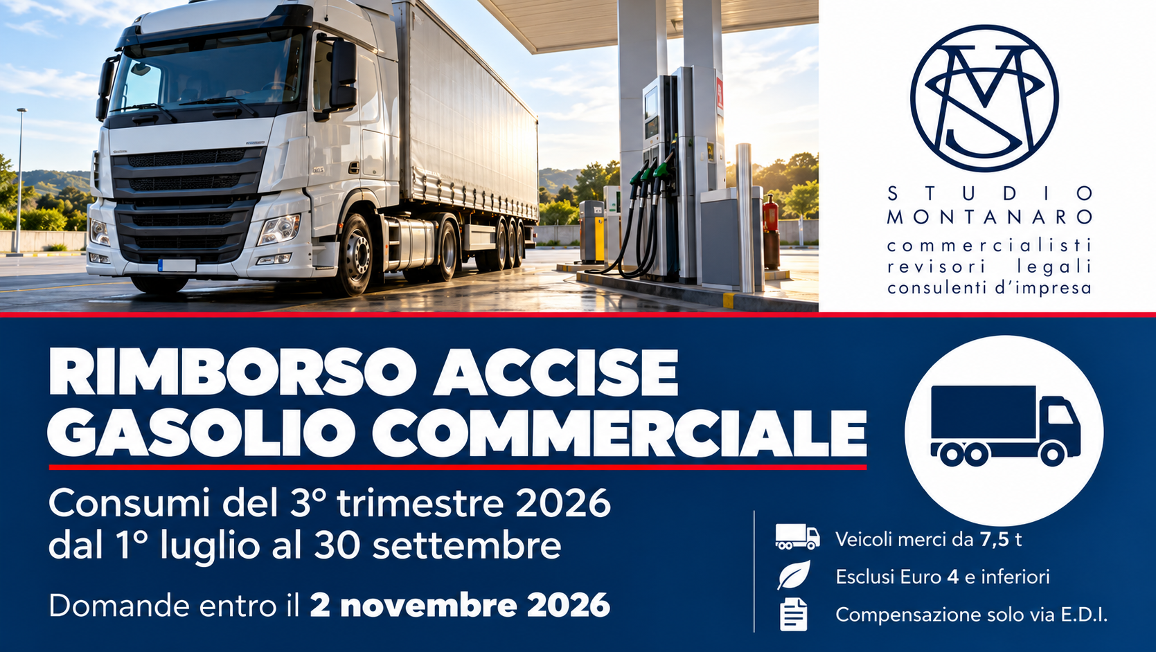 Rimborso accise sul gasolio commerciale: consumi del terzo trimestre 2026